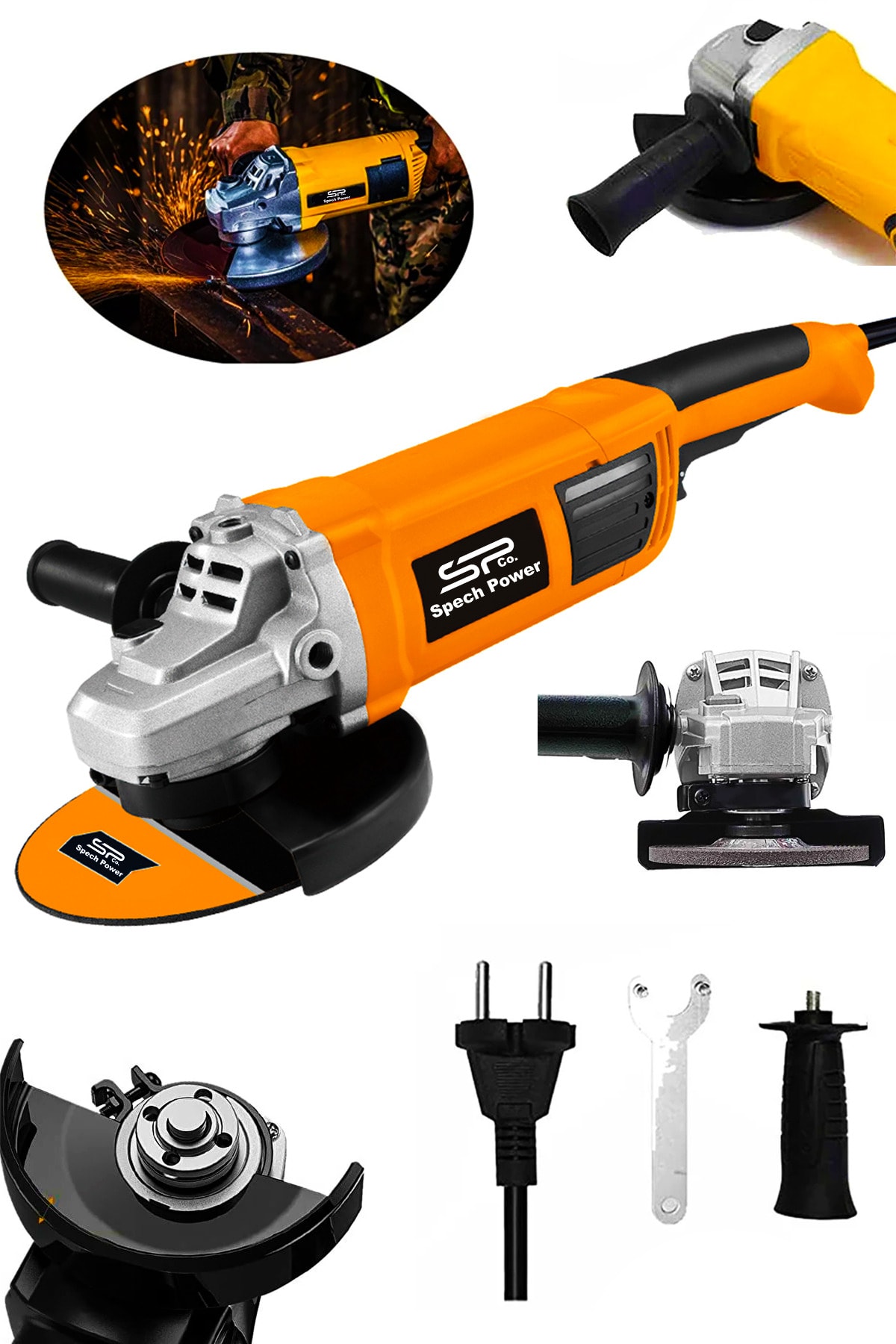 Spech Power Amerikan 2400 Watt 180 Mm Tam Profesyonel Soğutmalı Kesim Büyük Boy Taşlama Demir Kesme Makinasi