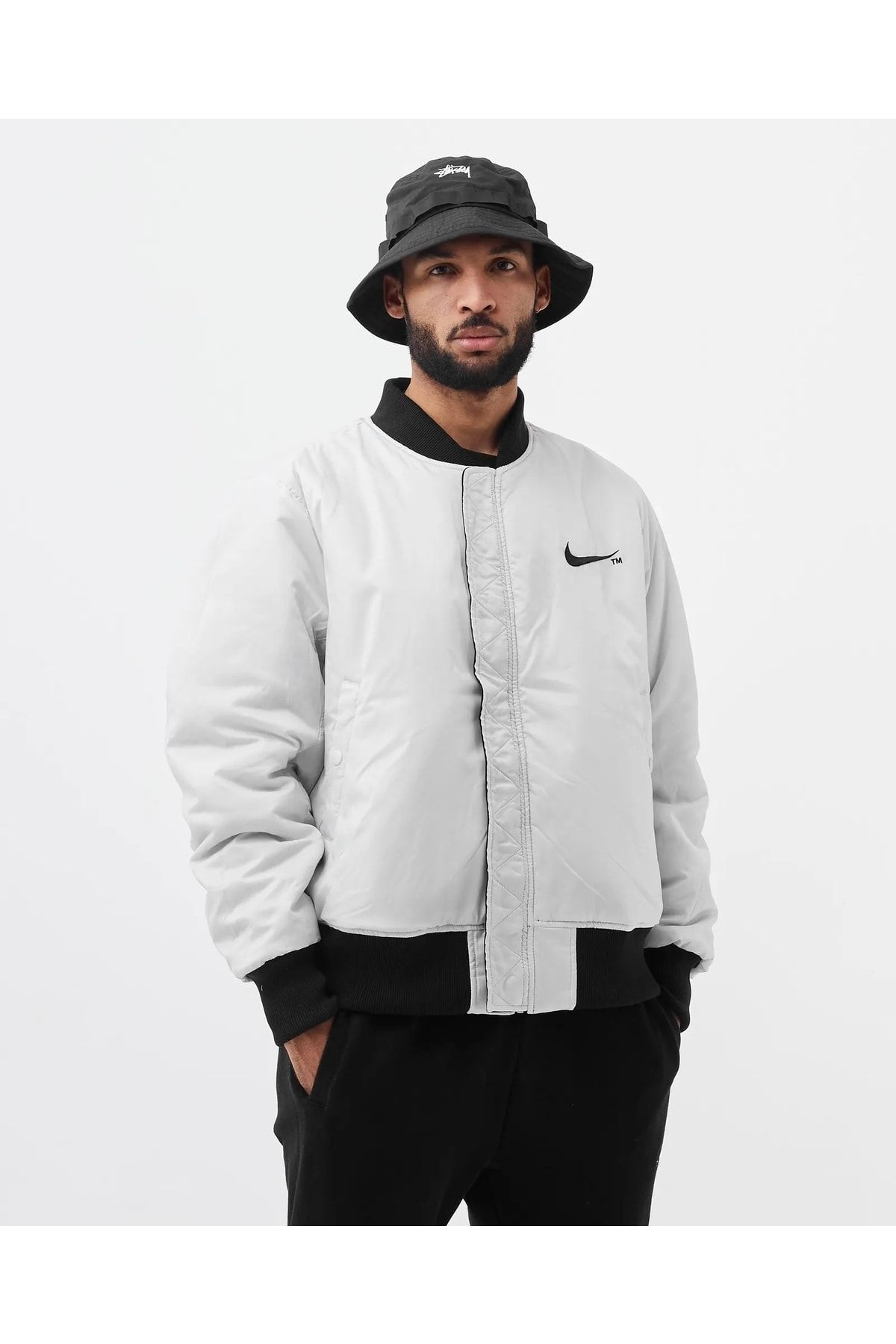 Nike reversible bomber jacket black and white online