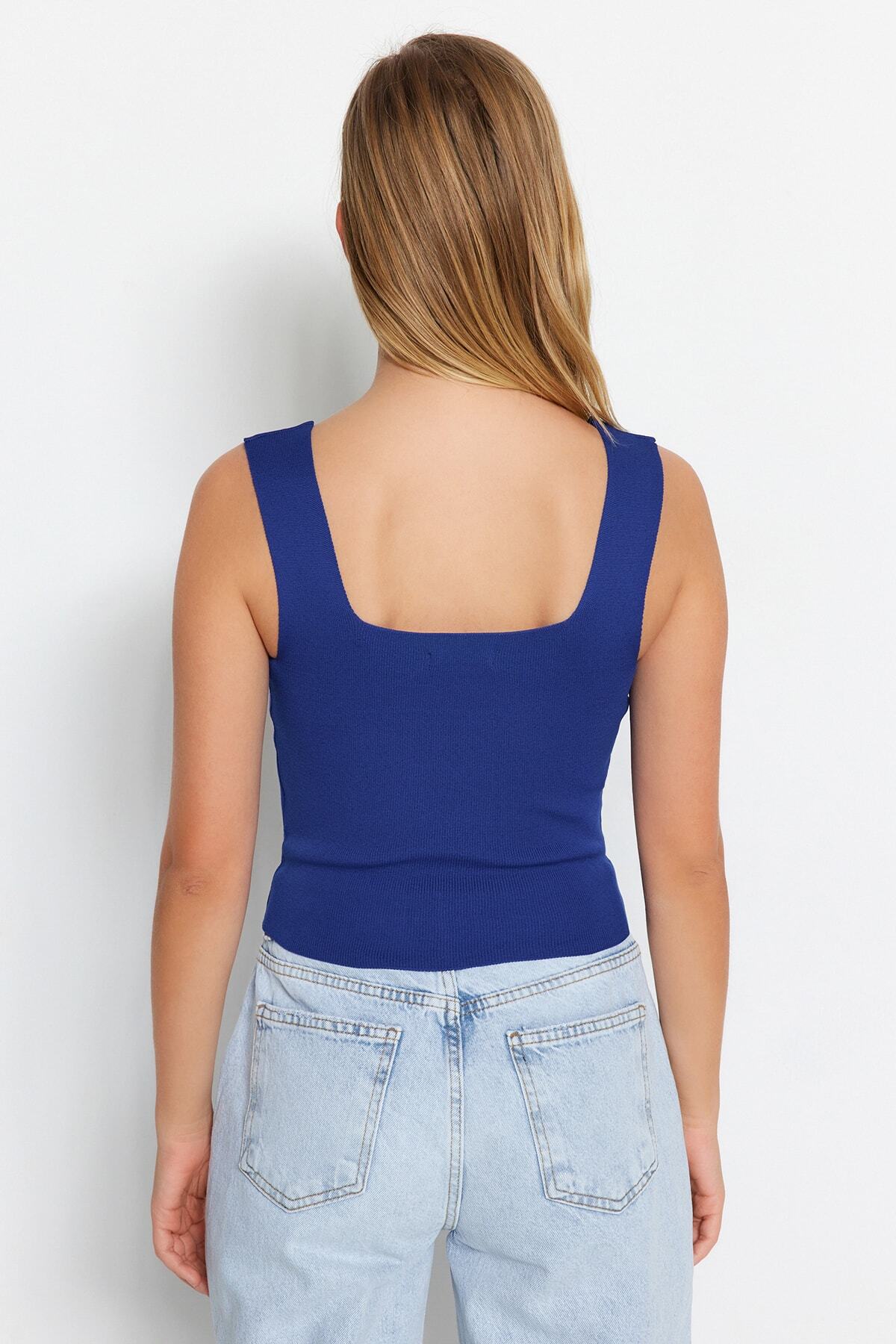 Trendyol Collection-Námořnická modrá pletená halenka - Twoss22Bz1105 11