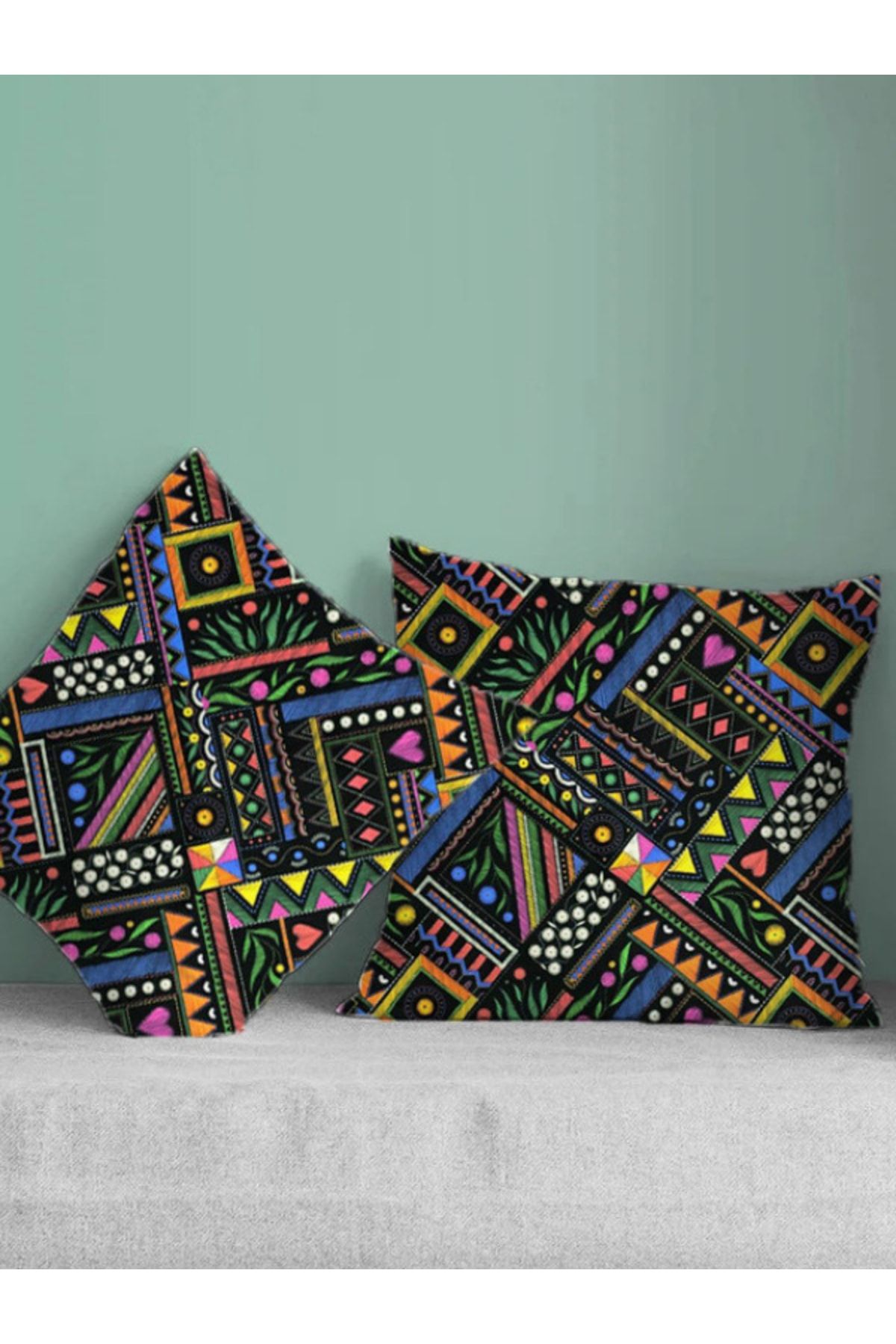 Enesar Home Pack of 2 Markis Patterned Digital Printed Decorative