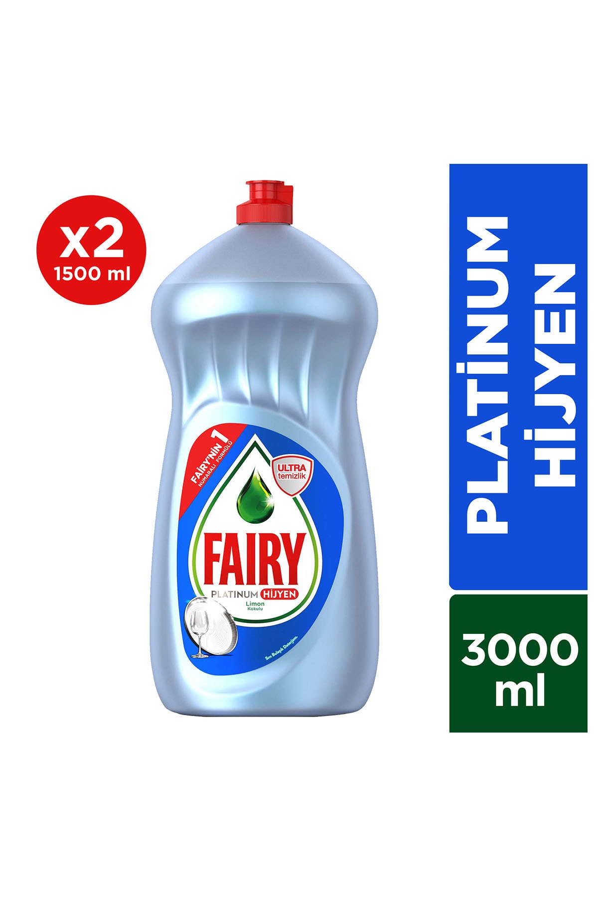 Fairy Platinum Hijyen 3000 Ml Sıvı Bulaşık Deterjanı (1500 Mlx2)