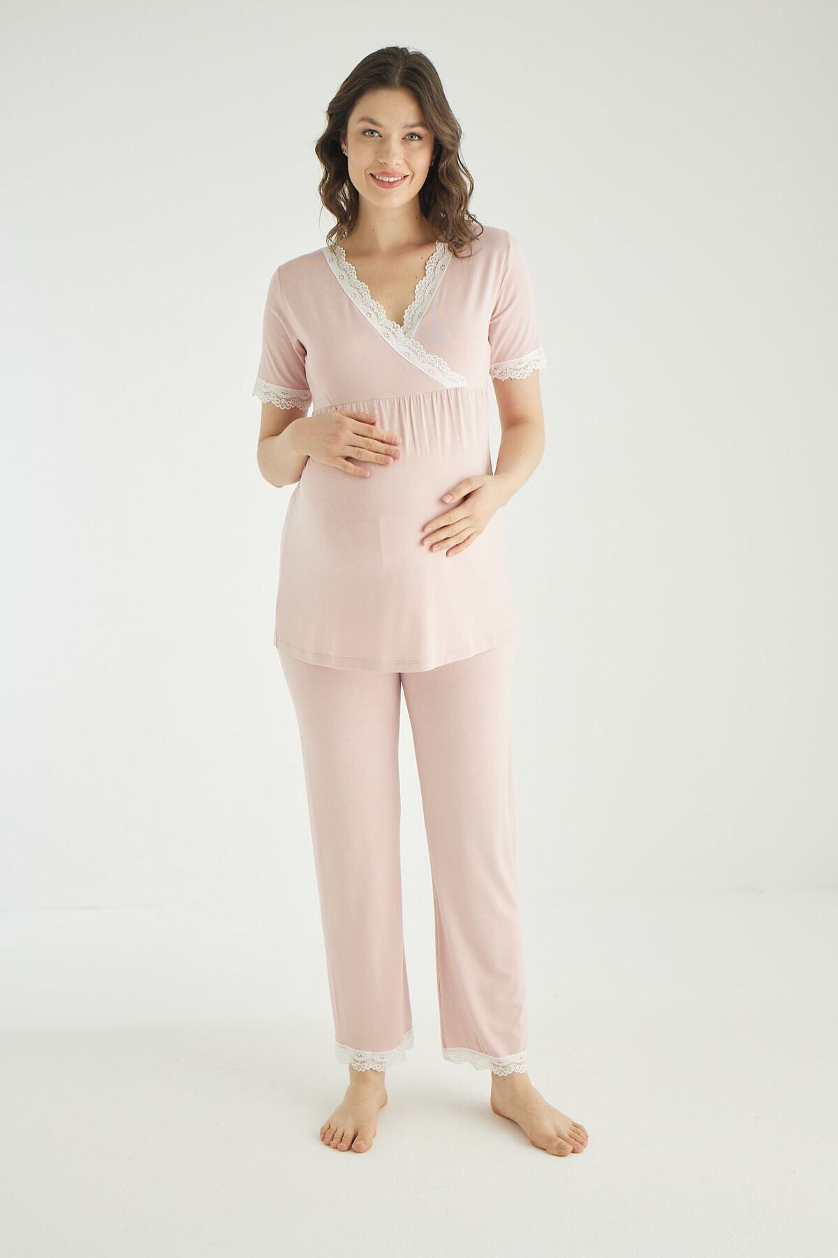 Miss Dünya Lissa Emzirmeye Uygun Lohusa Ve Hamile Pijama Takımı fotoğrafı 2 (önizleme)