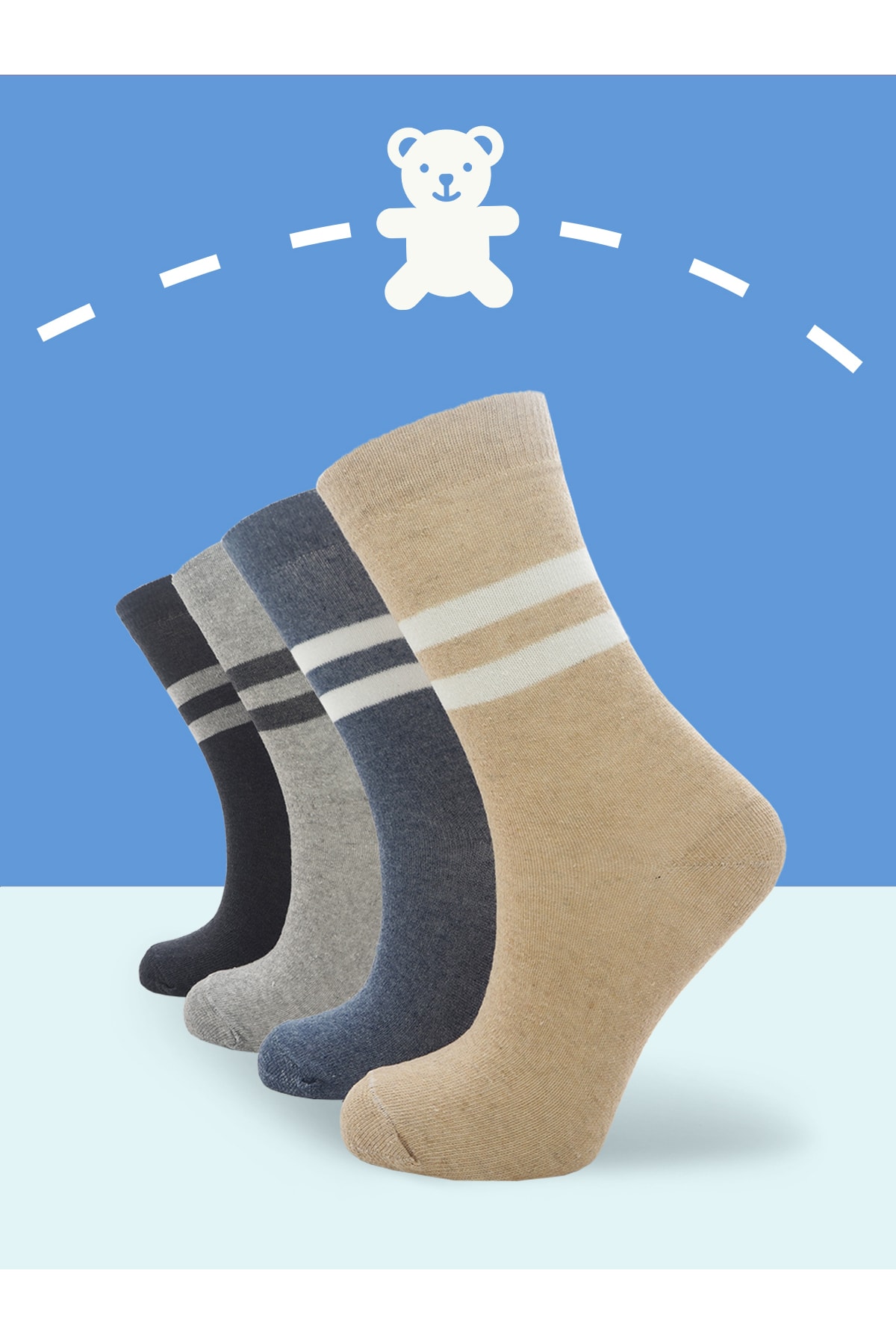 Black Arden Socks 4 Çift Desenli 11-12 Yaş Erkek Çocuk Çorabı