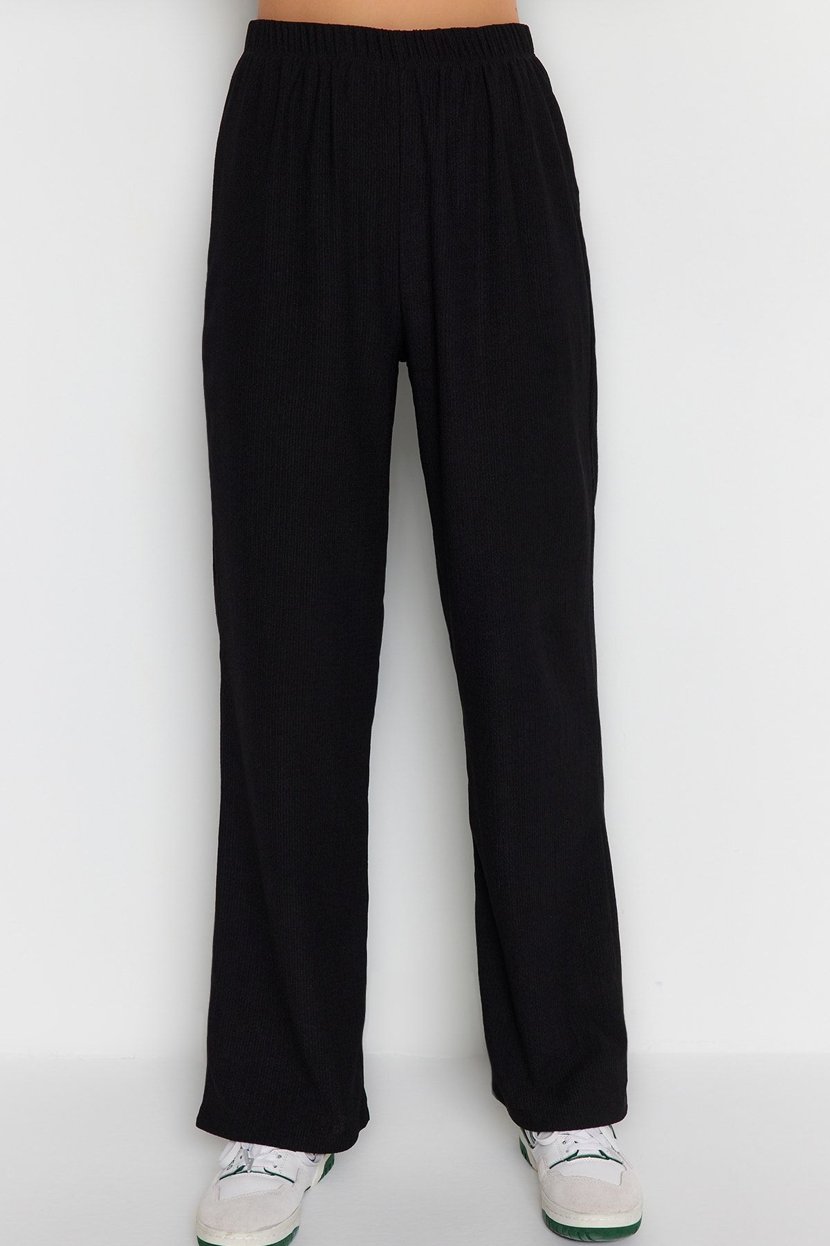 Trendyol Collection-Black Drawstring Detailed Undershirt-Pants Knitted Pajama Set THMSS23AU00032 6