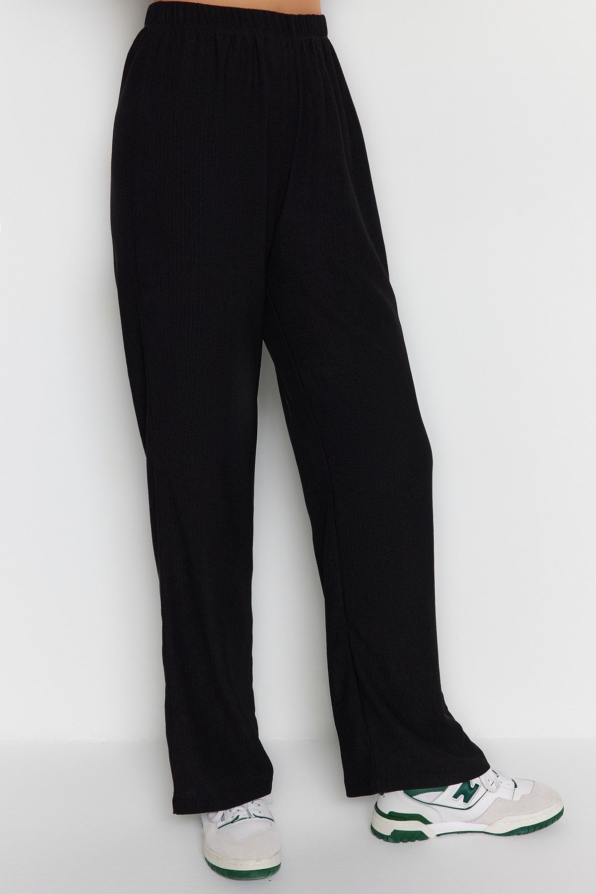 Trendyol Collection-Black Drawstring Detailed Undershirt-Pants Knitted Pajama Set THMSS23AU00032 7