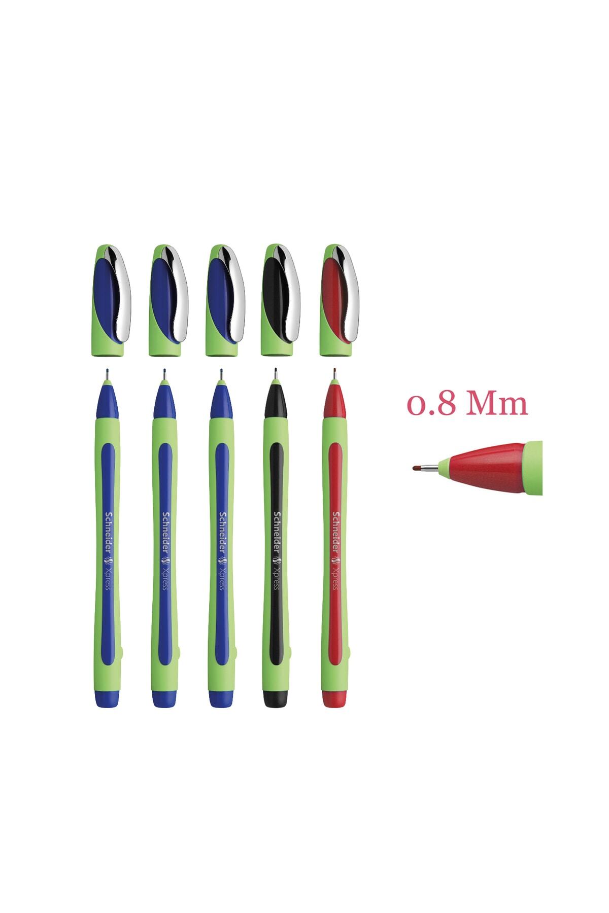 Schneider Xpress 0.8 mm Fiber Tip Pen 3 Blue 1 Black 1 Red