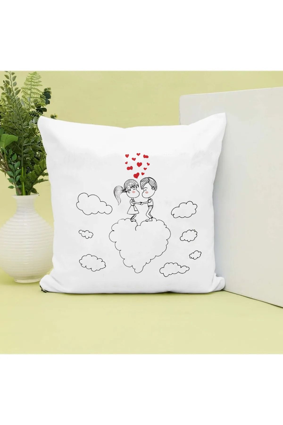 G nayStore Drawing Woman Men Clouds And Heart Printed Gift Pillow