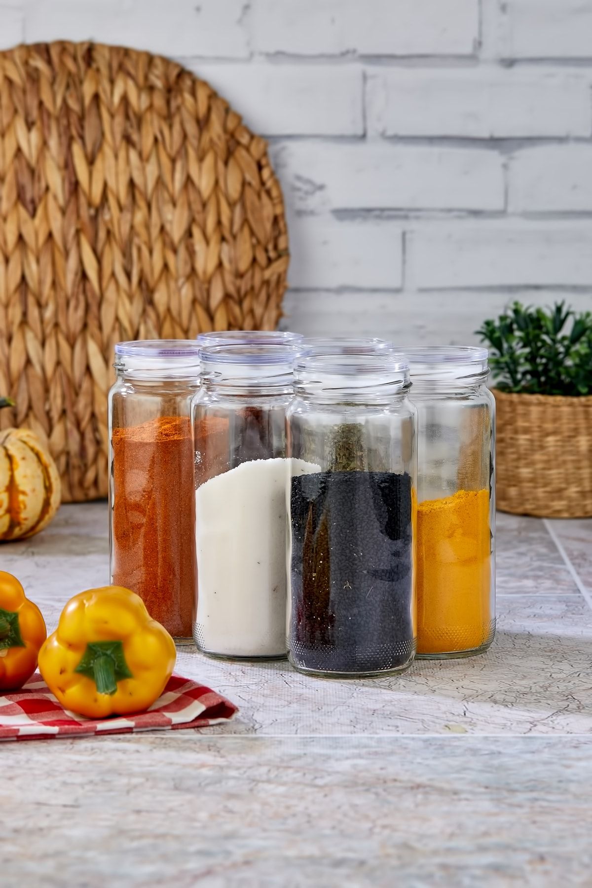 FBZhome-6-Piece Large Size Glass Jar Storage Container Spice Jar Set Super Set 500 Ml (With Label Gift) 2