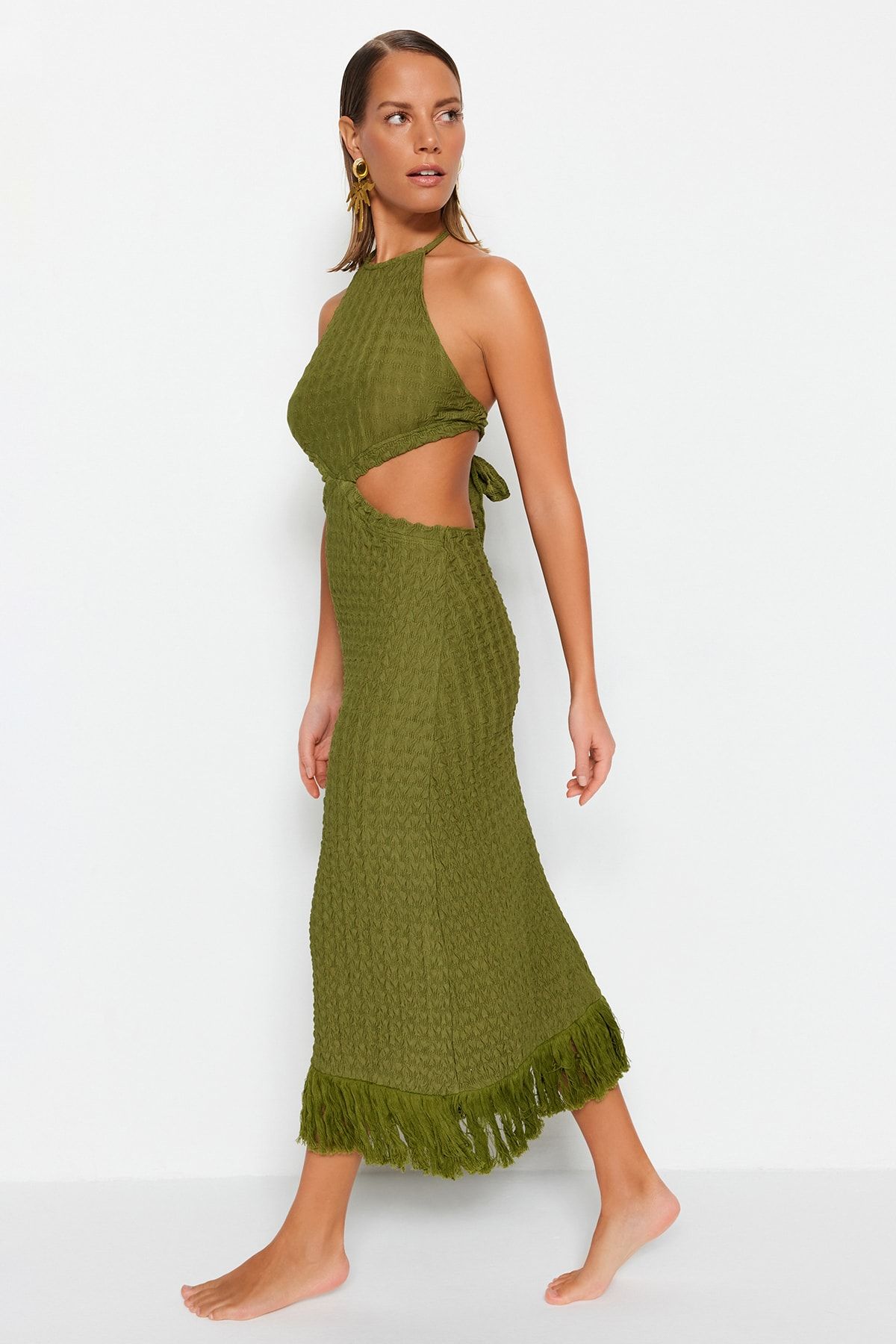 Trendyol Slit Detail Halter Neck Dress 2024, Buy Trendyol Online
