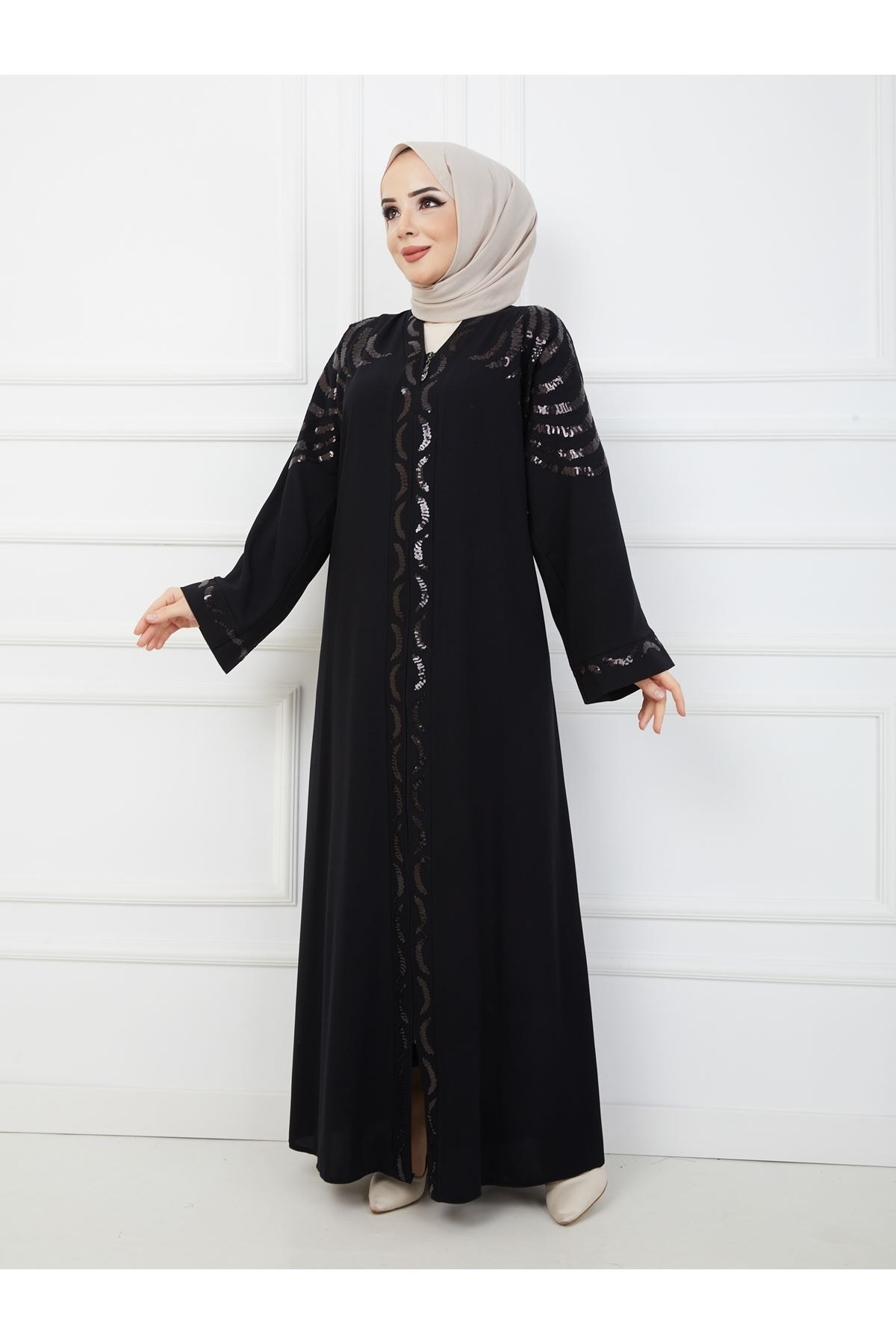 Zeynep Tesettür Aden Model Abaya - Siyah
