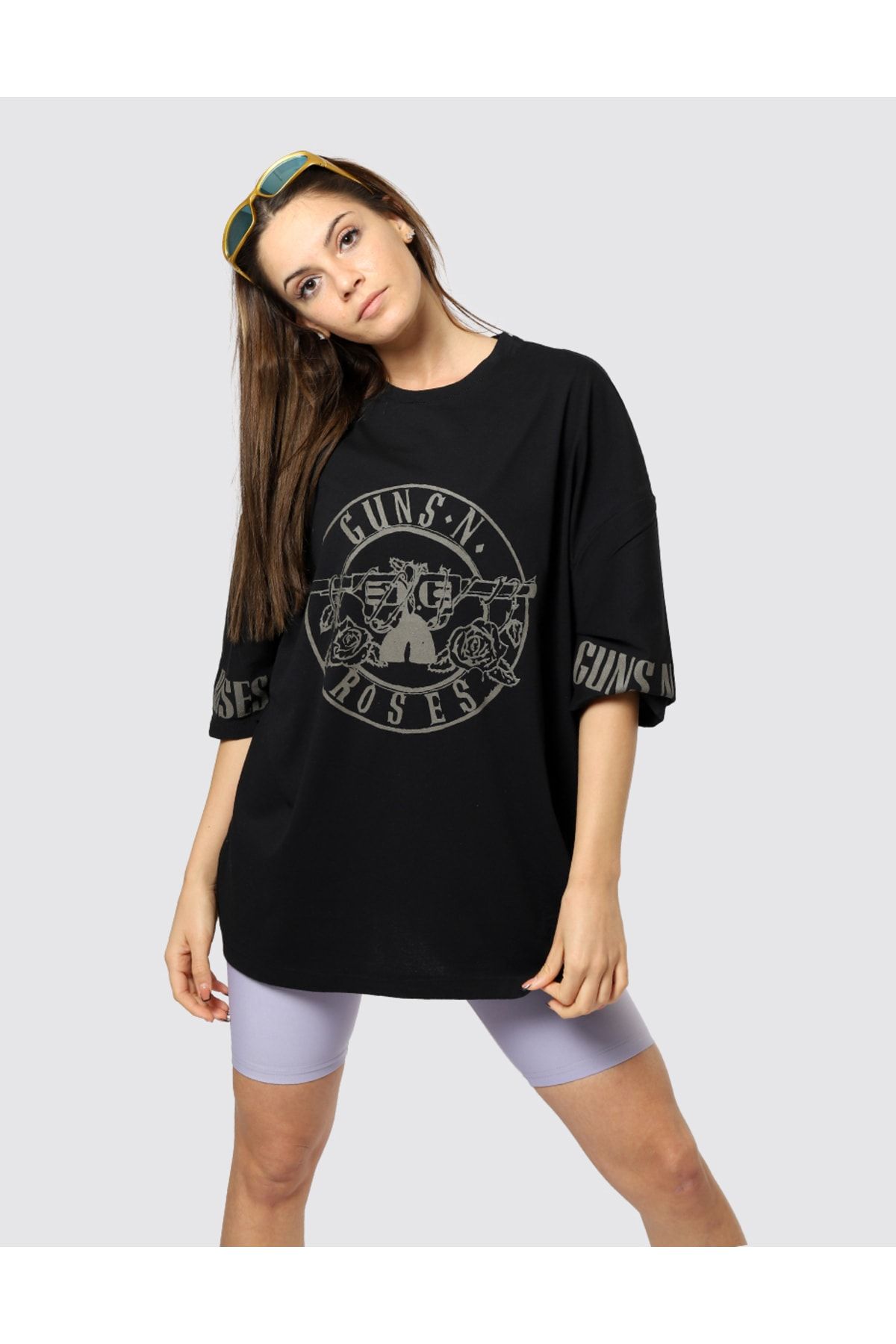 Bak Moda Guns N Roses Back Printed Unisex Oversize Black Tshirt