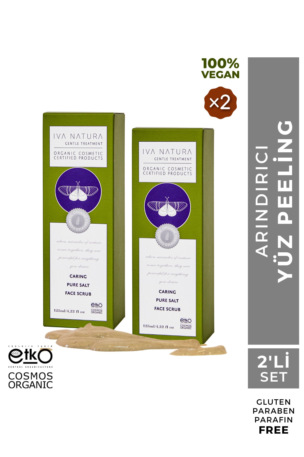 Iva Natura 2'li Organik Arındırıcı Yüz Peeling Face Scrub Mineral Tuz Içerikli125ml