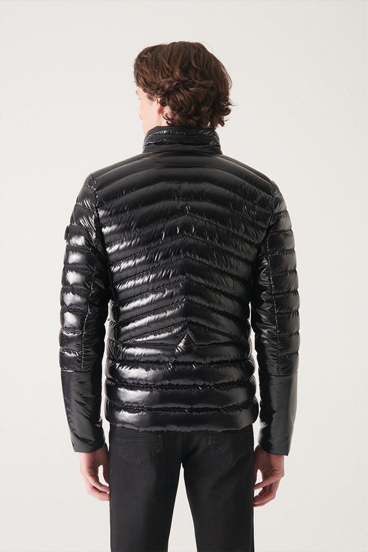 Avva Unisex Siyah Su Itici Rüzgar Geçirmez Parlak Kaz Tüyü Şişme Mont E006015 IB10969
