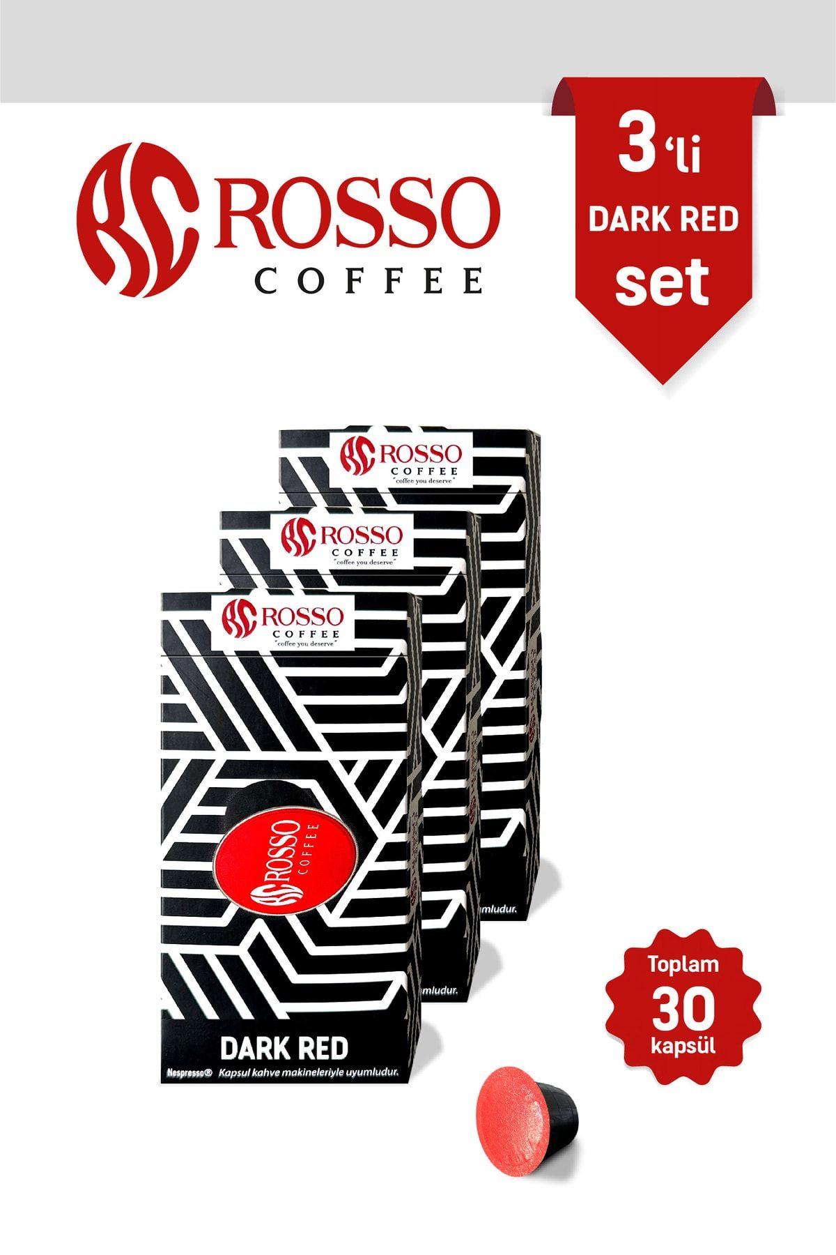 rosso coffee-Darkred Capsule Coffee Set of 3 10 Pack - Compatible with Nespresso Machines 1