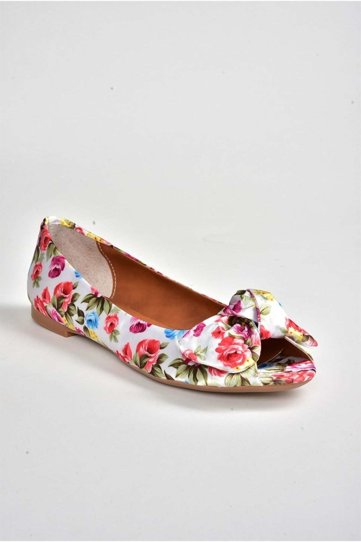Fox Shoes White red Linen Floral Print Women s Flat Shoes