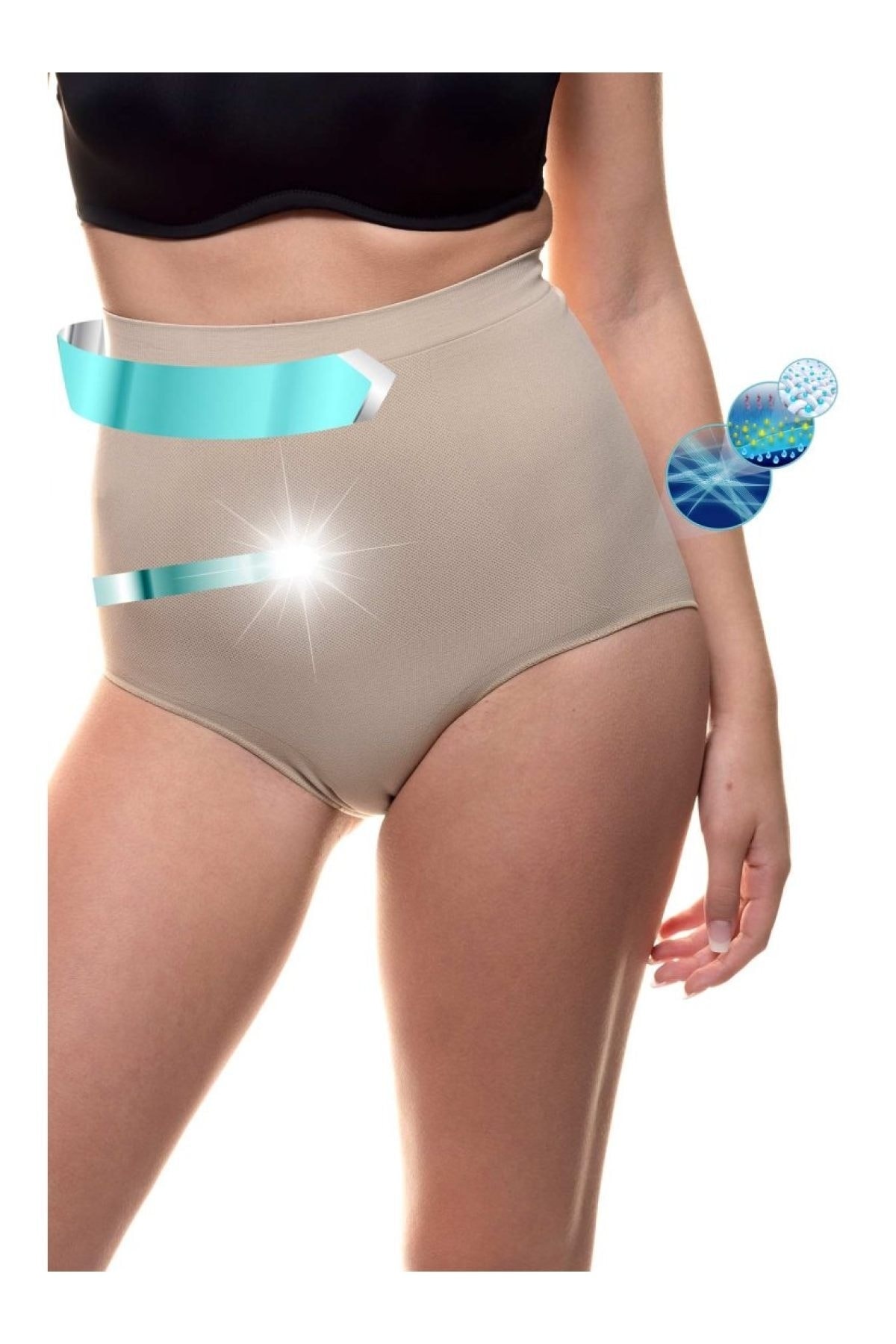 Biloba Model Yüksek Bel Toparlayıcı Şekillendirici Slip Korse Kaymaz Bel Silikon Şerit Ten Renk