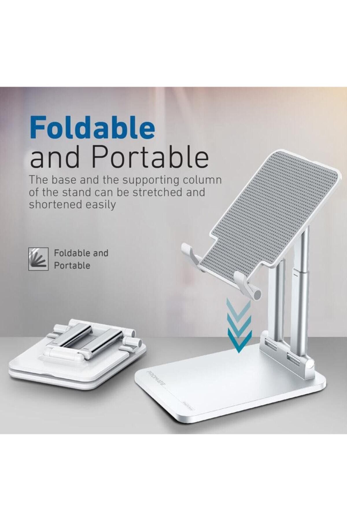 Promate-Tablet iPad Stand Adjustable Multi-Angle Stylish Design Adjustable - Padvıew White 4