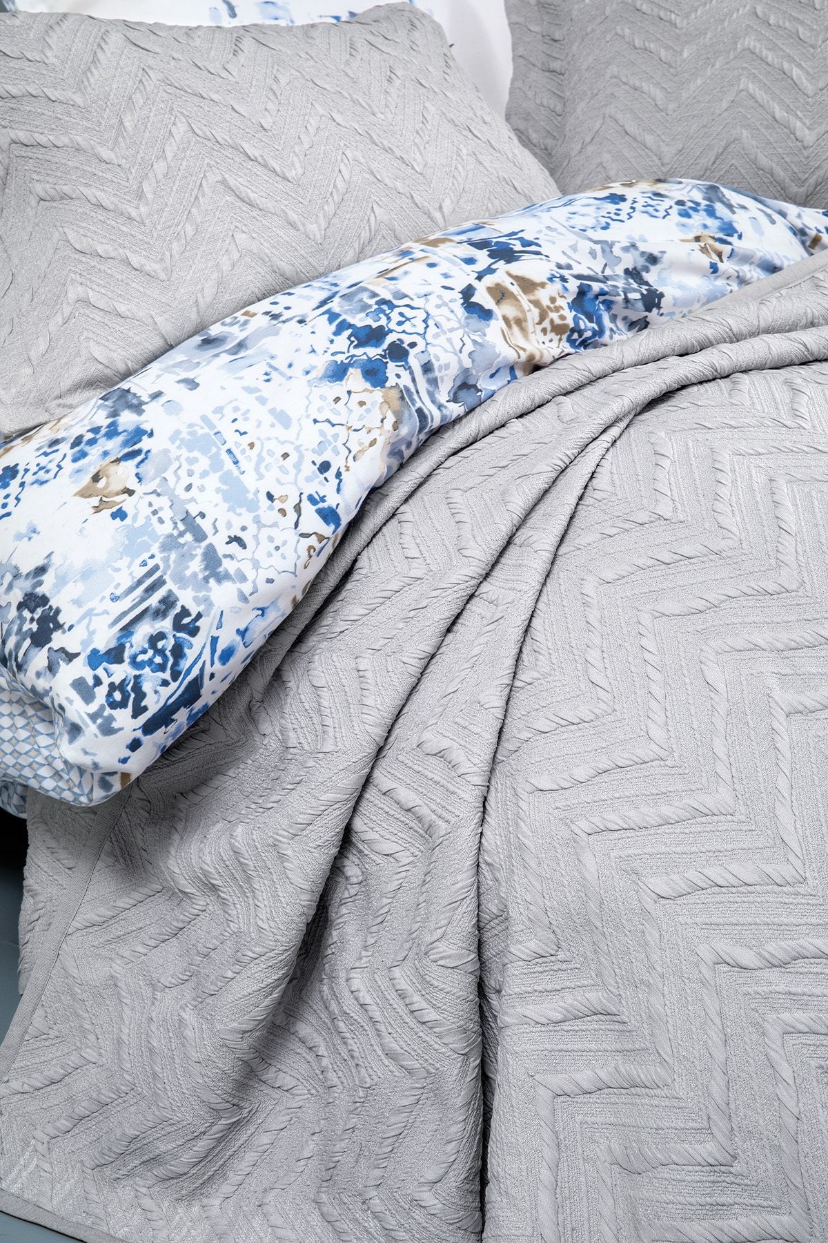 Yataş-Stone Color Curly Double Bedspread Set 3