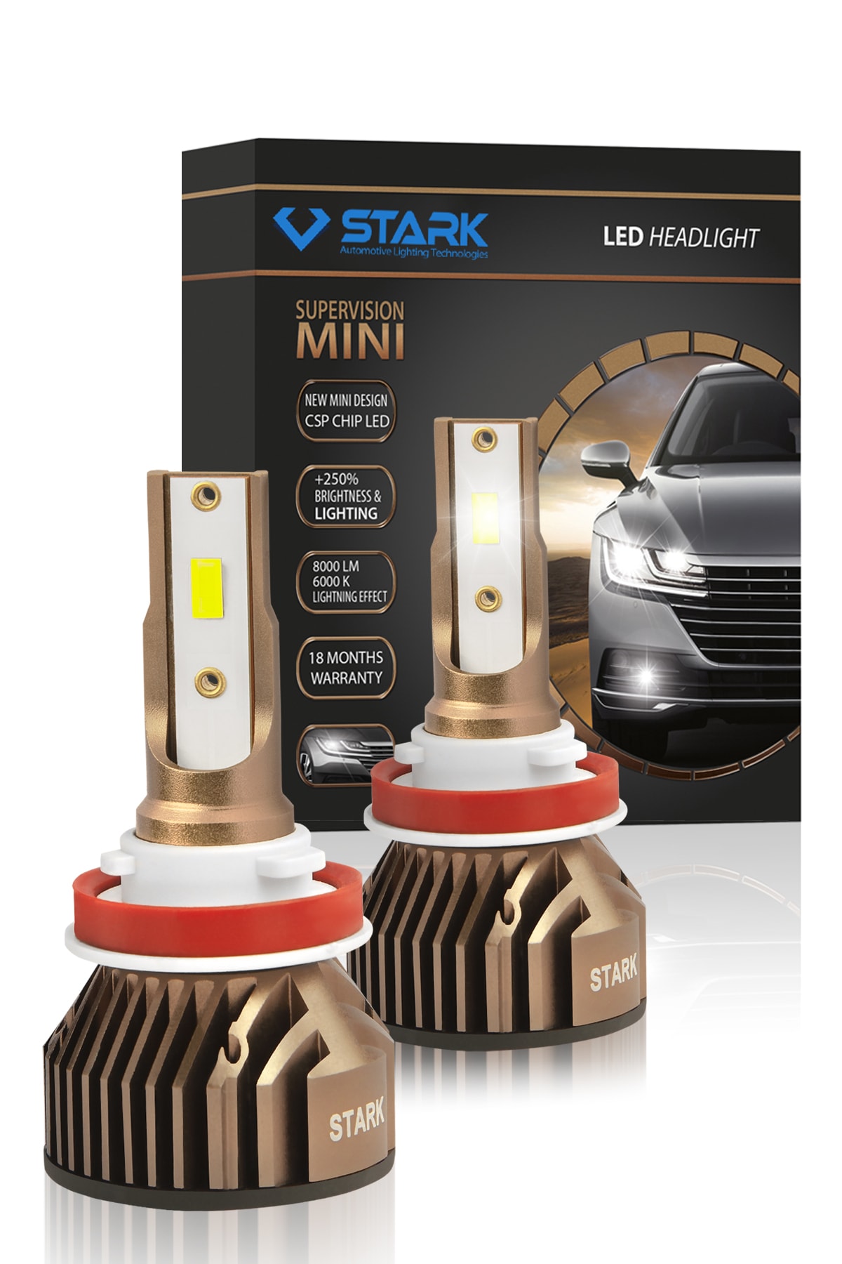 STARK H11 Led Xenon Far Ampulü Csp Led Şimşek Etkili Mini Slim Pro