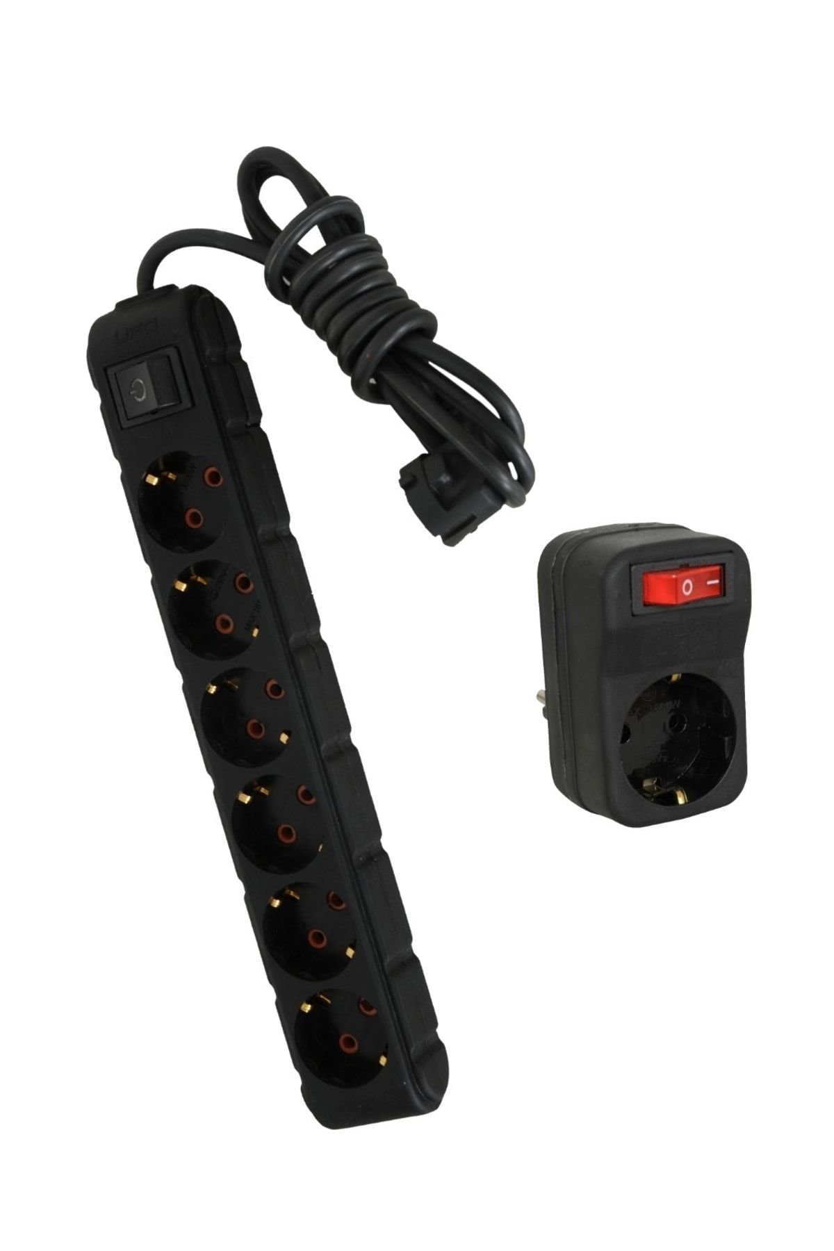 UFO-Surge Protected Set of 6 Black 1.5 Mt Single Surge Protected 1
