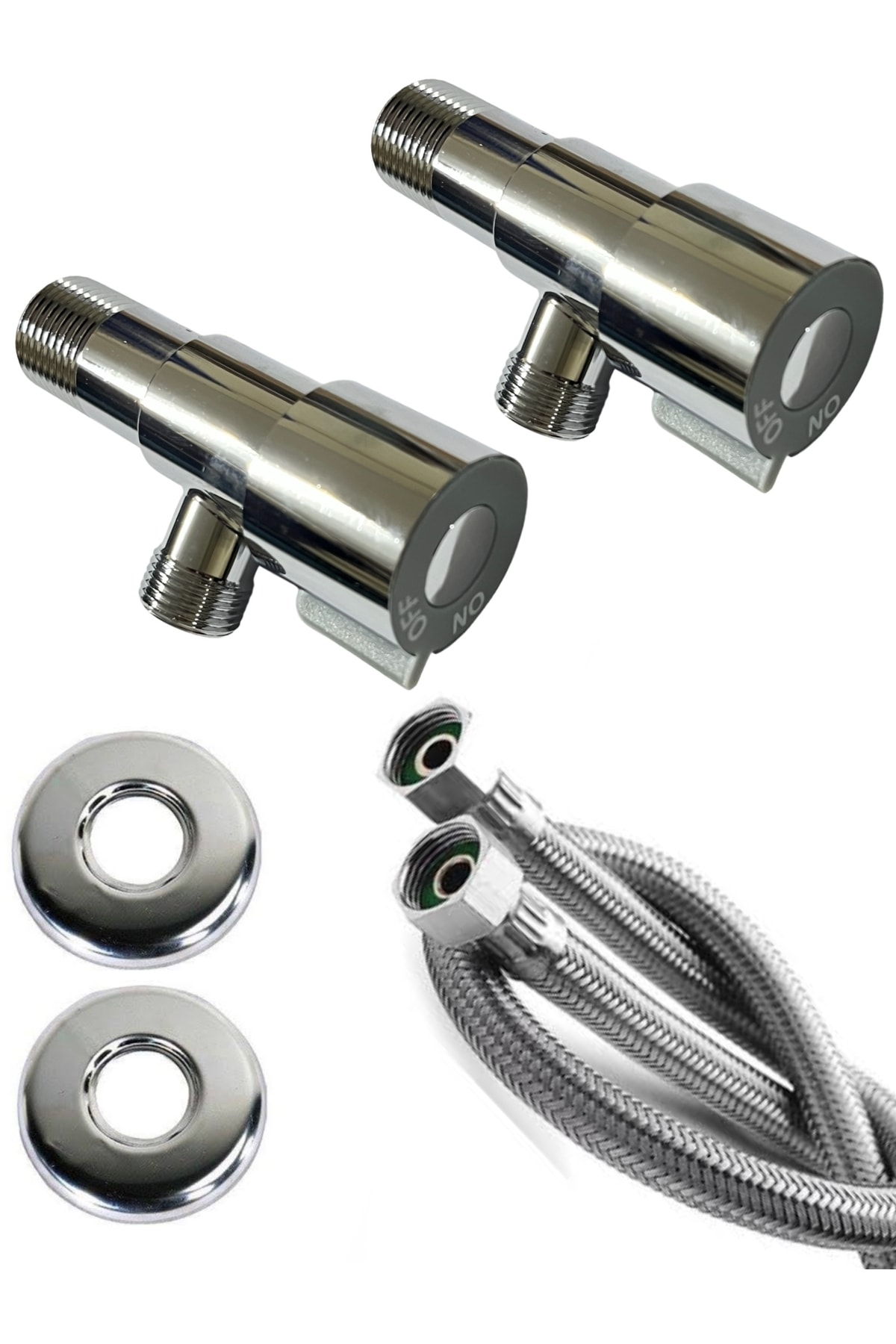 Delta Chrome Luxury Toilet Bidet Set 2 Pieces 70 cm Toilet Flex 2 Mirrors