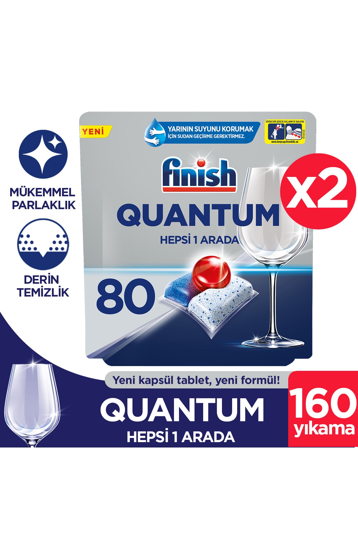 Finish Quantum 160 Tablet Bulaşık Makinesi Deterjanı (80x2)