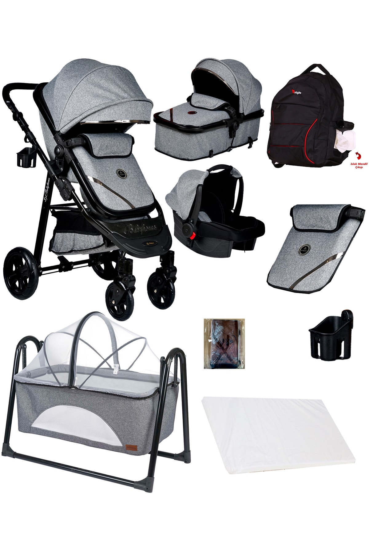 Baby Home Yeni Ekonomi Paket 8 In 1 940 Travel Sistem Bebek Arabası 340 Anne Yanı Bebek Sepeti Beşik