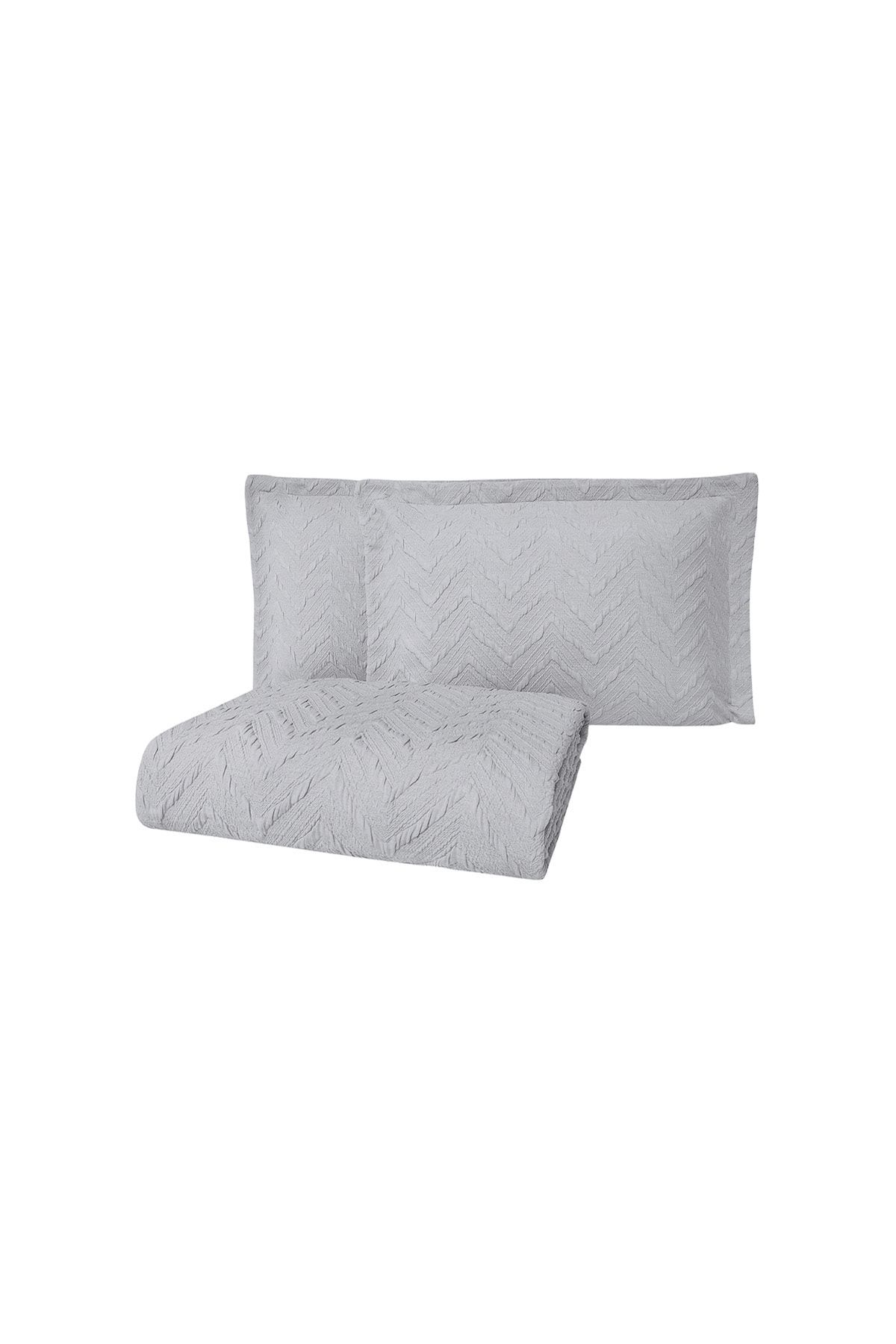 Yataş-Stone Color Curly Double Bedspread Set 4