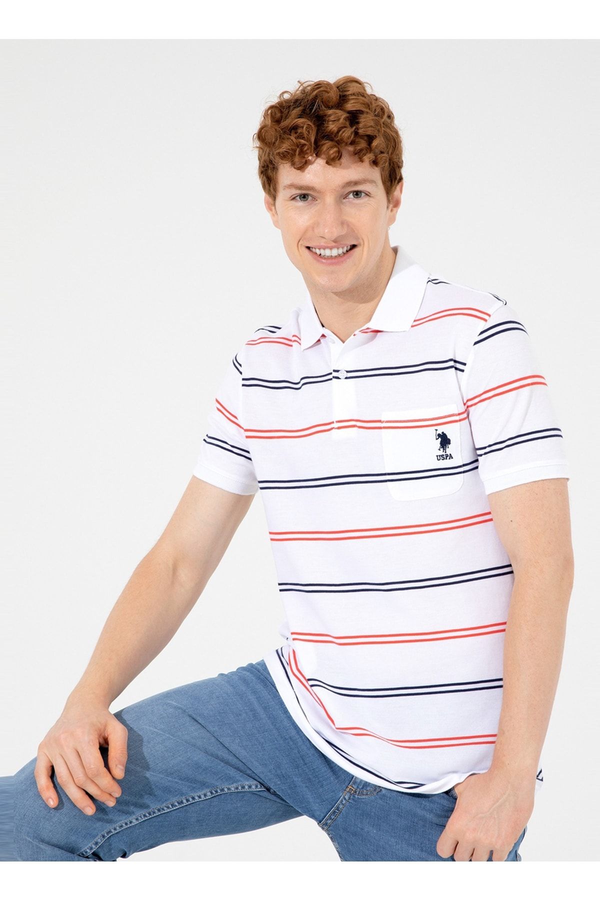 تی شرت سفید مردانه پولو یقه سوماترا U.S. Polo Assn.