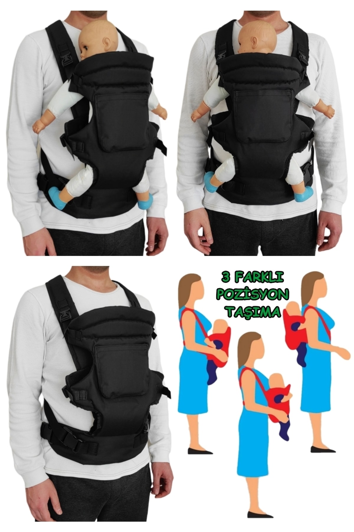 USF Portbebe Ana Kucağı + Bebek Bakım Çantası + Bebek Taşıma Kanguru + Hastane Çıkış Çantası fotoğrafı 3 (önizleme)