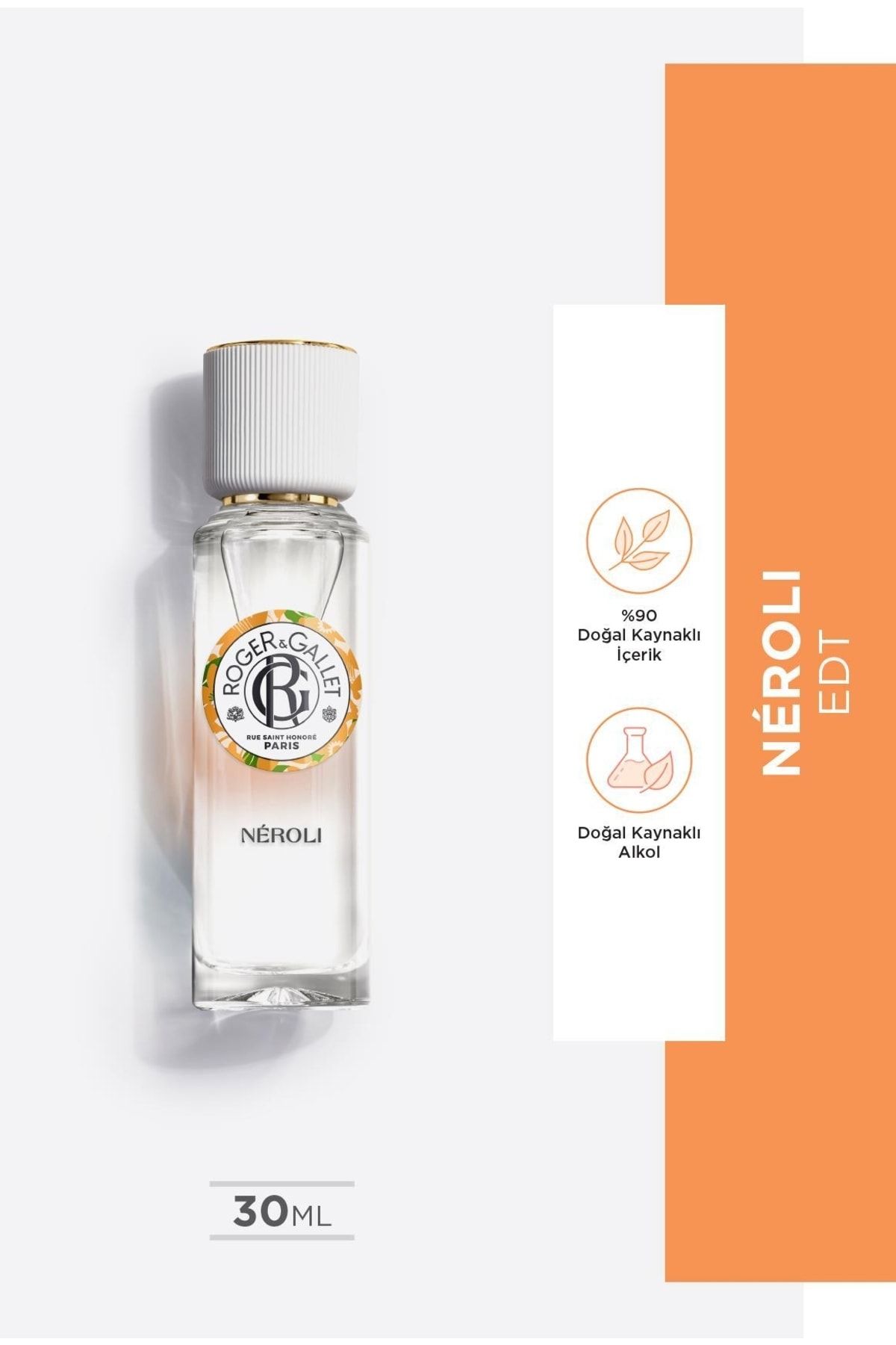 عطر نرولی EDT حاوی عصاره گل پرتقال، عطر جاودانه، گل، آرامش بخش 30 میلی لیتر Roger&Gallet