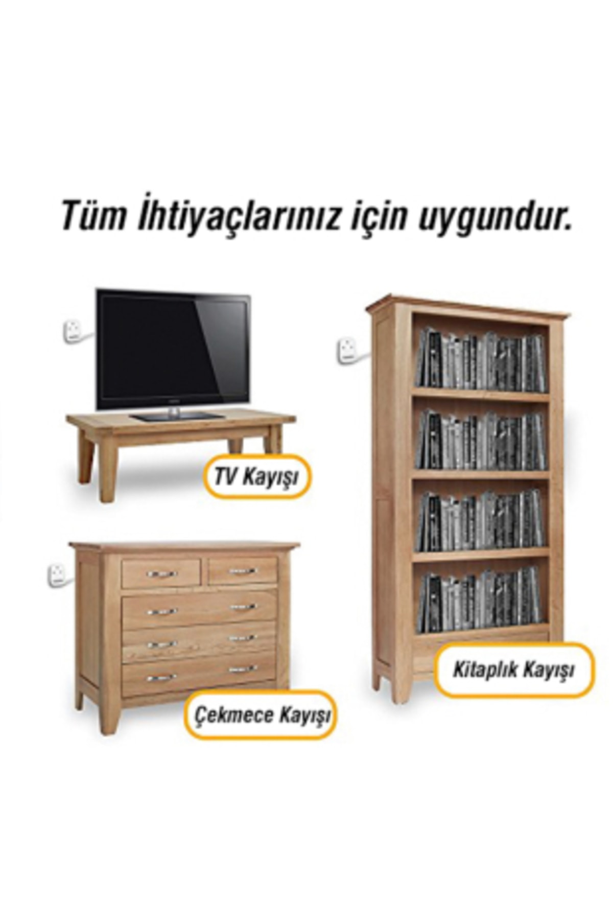 Beyaz Eşya Tv Sabitleme Deprem Güvenliği Kayışı-metal Başlıklı - Tse Test Raporlu 8