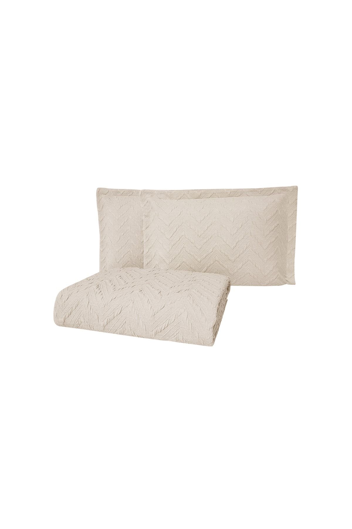 Yataş-Beige Color Curly Single Bedspread Set 4