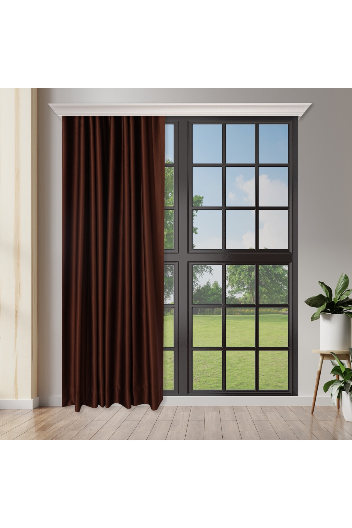 Brown Black Out Blackout Projection Bedroom Single Wing Curtain Without Battery
