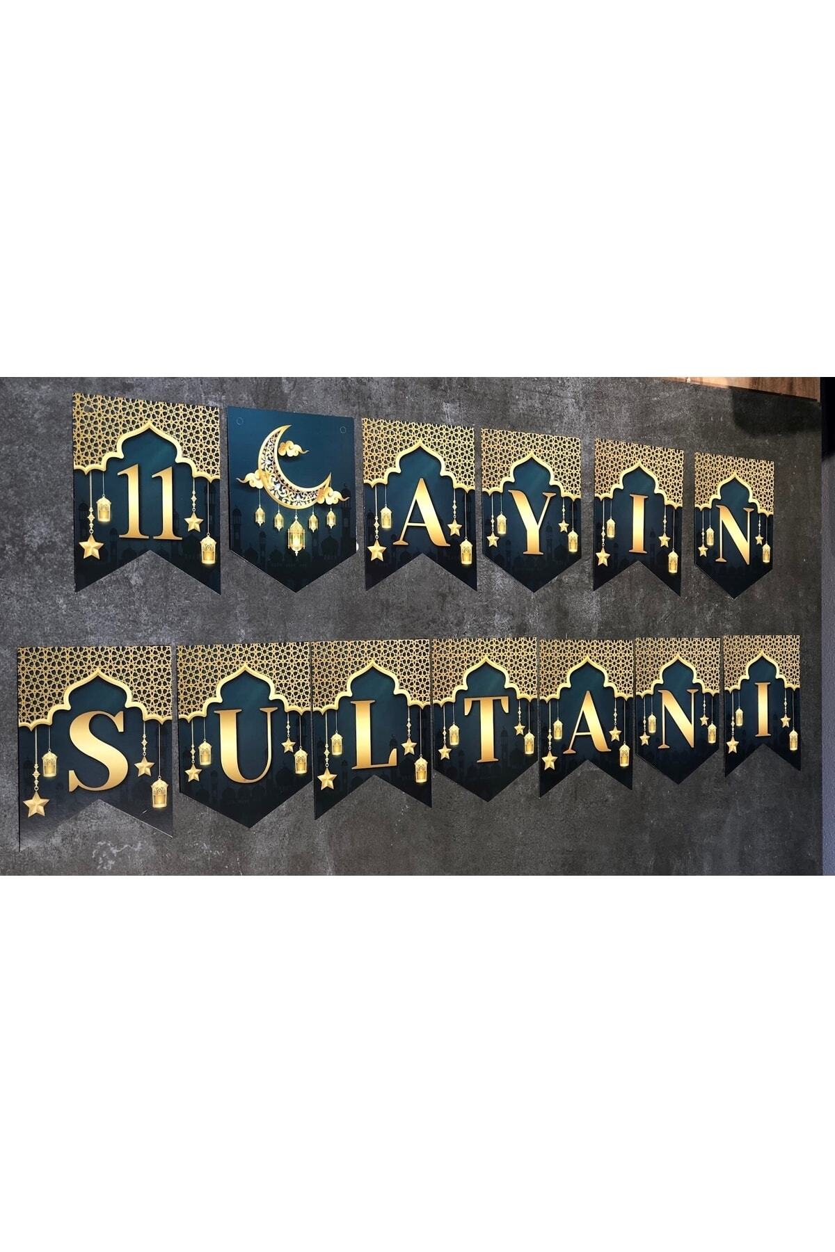 11 Months Sultan Written Zigzag Banner Writing Ceiling Wall Ornaments 2 Meters Welcome Ramadan Ornament