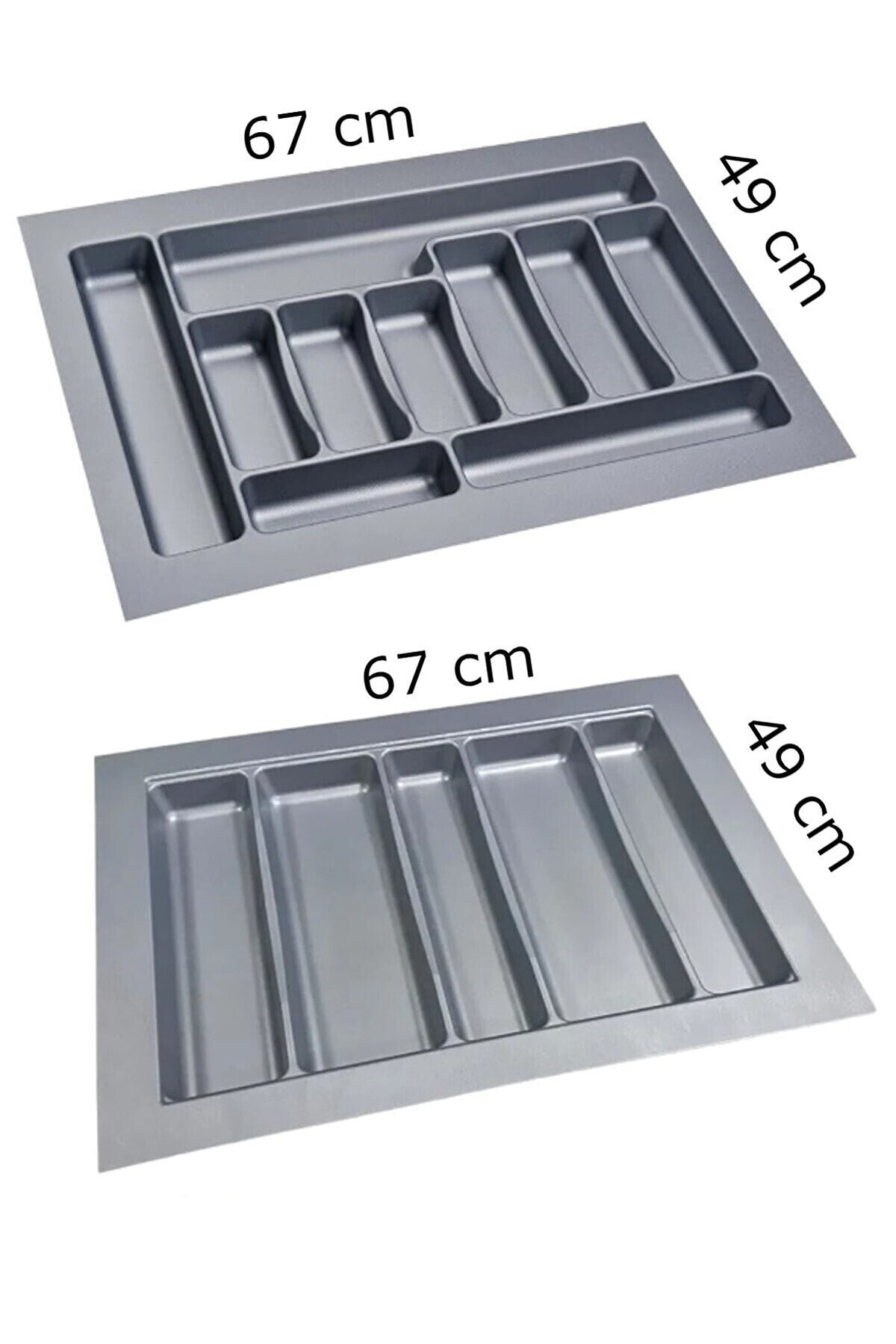 67/49 Cm 2-Piece Set Drawer Inner Groin and Bucket Grey Can Be Cut to 61/40 Cm