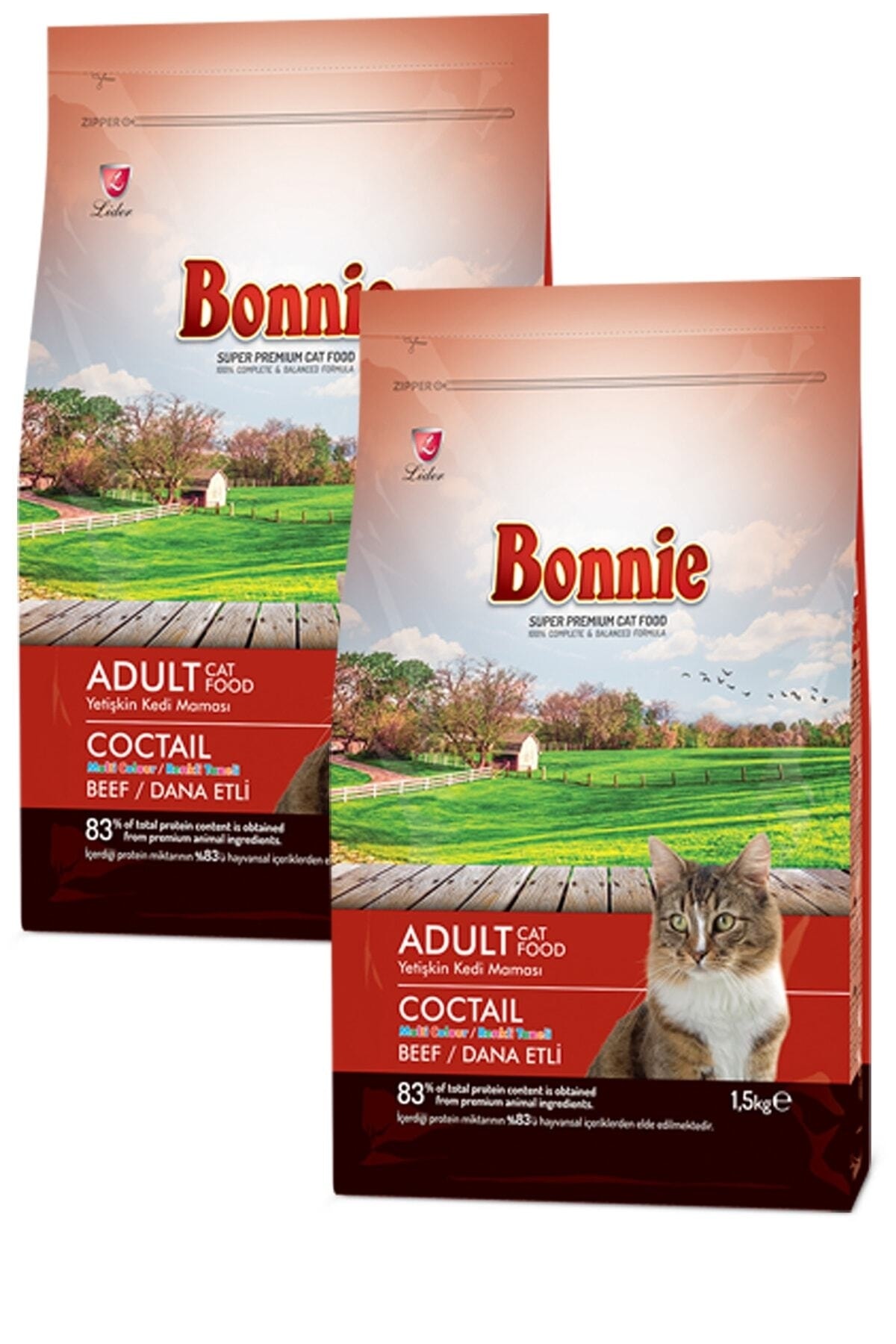 Bonnie Dana Etli - Sebzeli Kedi Maması 1,5 Kg * 2 Adet