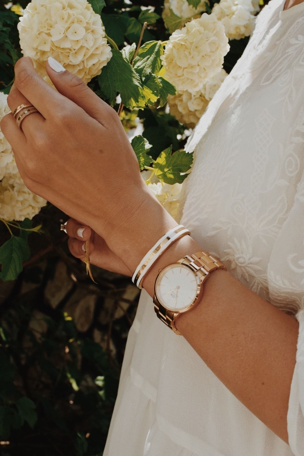 Daniel Wellington Classic Bracelet Satin White Rose Gold Small Kad n i in