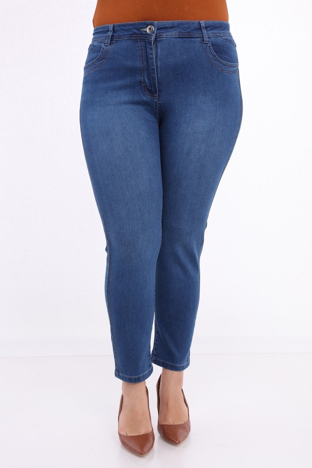 Plus size side stripe 2025 jeans
