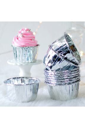 Metalik Gümüş Cupcake (muffin) Kabı 25 Adet cupcakegümüş1