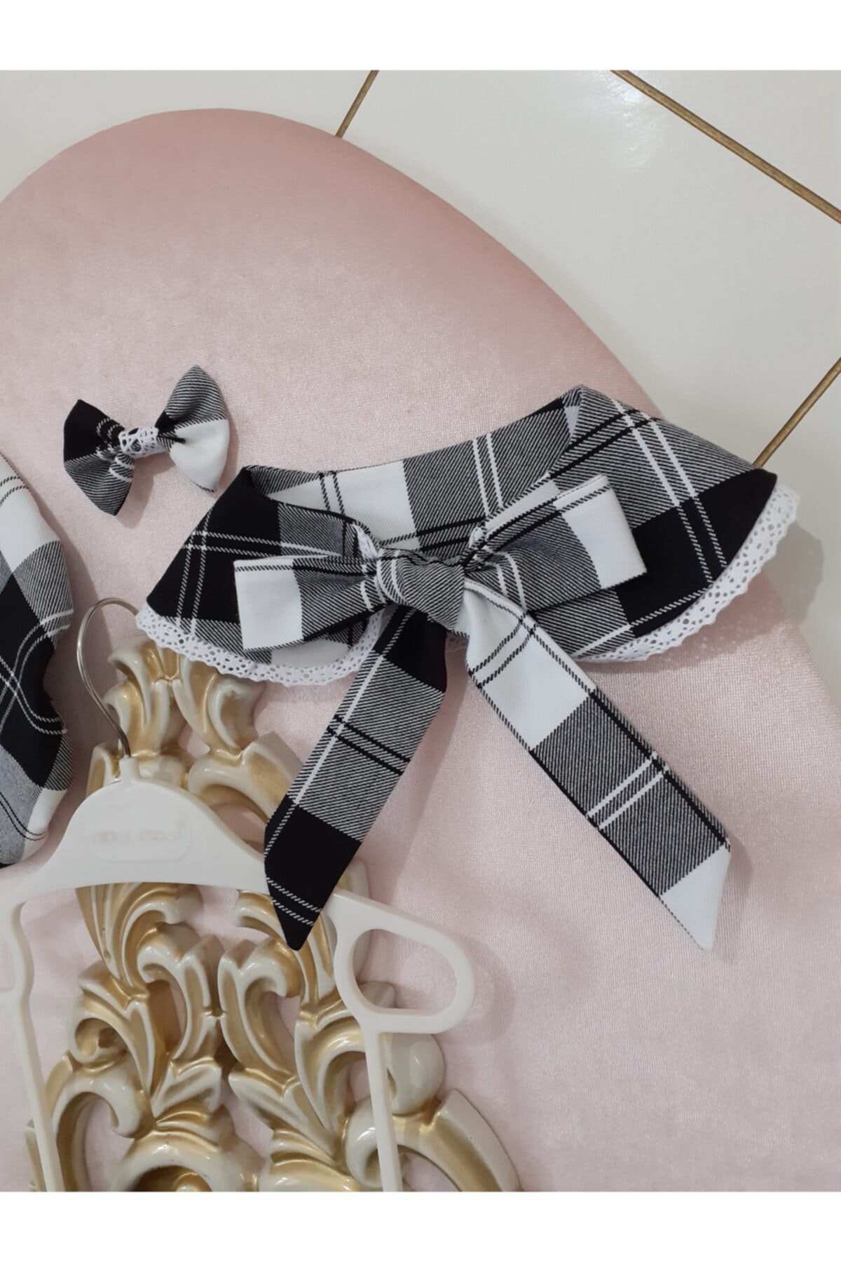 Eylülce Butik Siyah Beyaz Ekoseli Etek & Şapka & Vıntage Yaka & Toka Takım fotoğrafı 6 (önizleme)