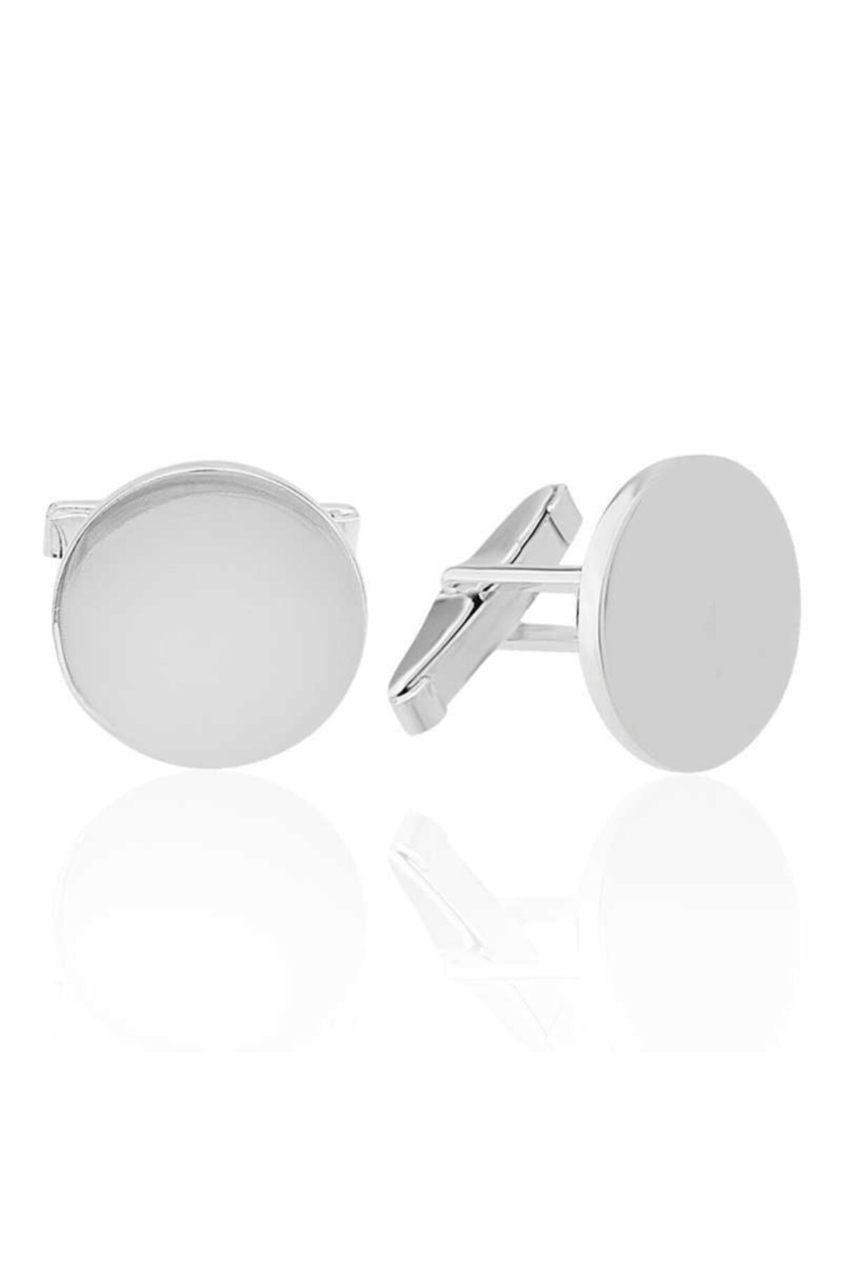 Genel Markalar Erkek Gümüş Yuvarlak Kol Düğmesi