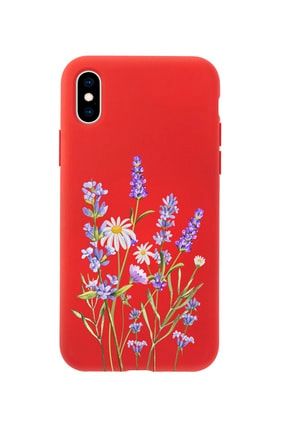 Iphone X Lavender Premium Kırmızı Lansman Silikonlu Kılıf MCIPHXLLVNT