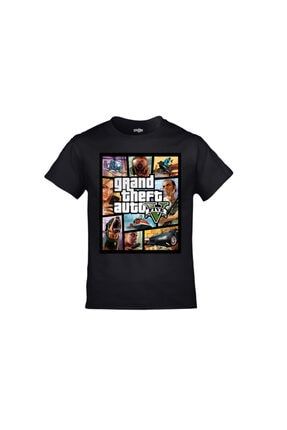 Grand Theft Auto Five Baskılı Gta Oyun Siyah Çocuk Tshirt ORJ-TM-C26