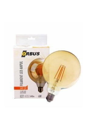 G125 6w Filament Bulb Amber E27 540lm Ra80 220- 240v/50hz 2200 K Sarı Işık Ampul EVİDEA10194