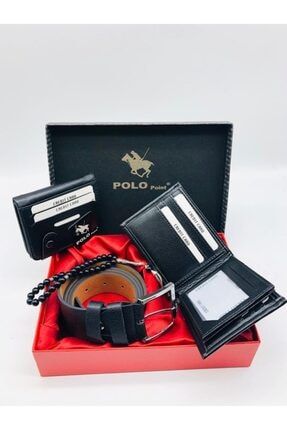 Polo Ponit ® Erkek Cüzdan Kemer Kartlık Tespih 4'lü Set polo-0400