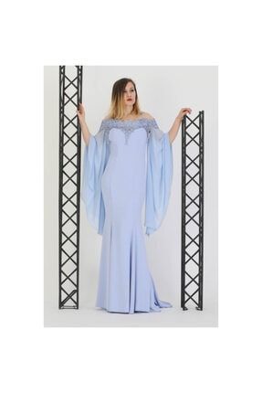 Kadın Abiye Elbise Crd4388 Askılı-mavi 11273200003202