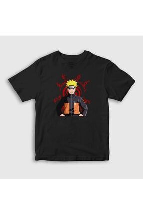 Unisex Çocuk Siyah Fuinjutsu Anime Naruto Tshirt 132020tt