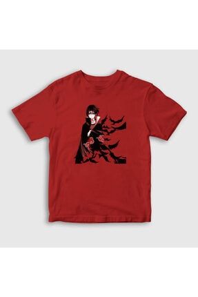 Unisex Çocuk Kırmızı Itachi Genjutsu Anime Naruto Tshirt 132222tt