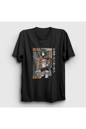 Unisex Siyah Mikasa Fan Anime Attack On Titan T-shirt 125223tt